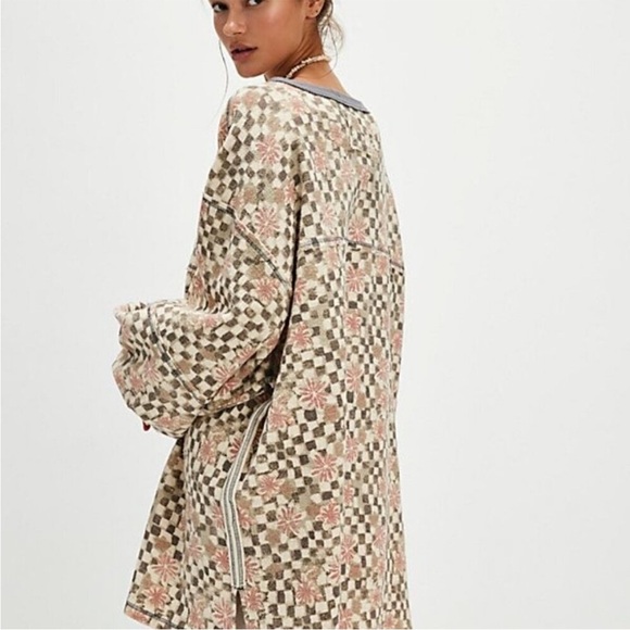 Free peopleCoastal Printed Crew Tunic /Dress in Terracotta Combo size large nwot - Picture 2 of 7